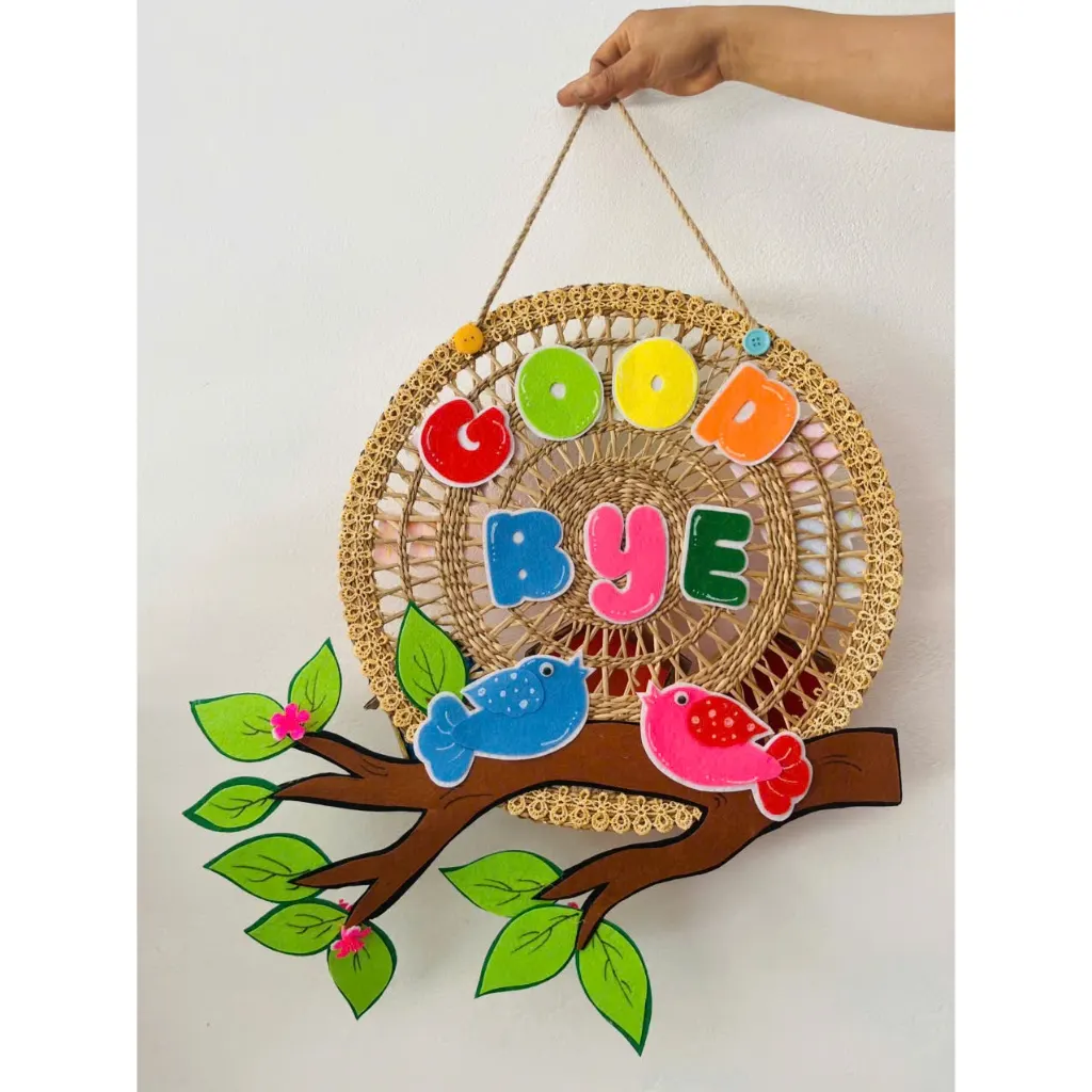 Mẹt Treo 2 Mặt Welcome Goodbye Trang Trí Mầm Non STEAM – Hình Chim & Cành Cây Bằng Nỉ