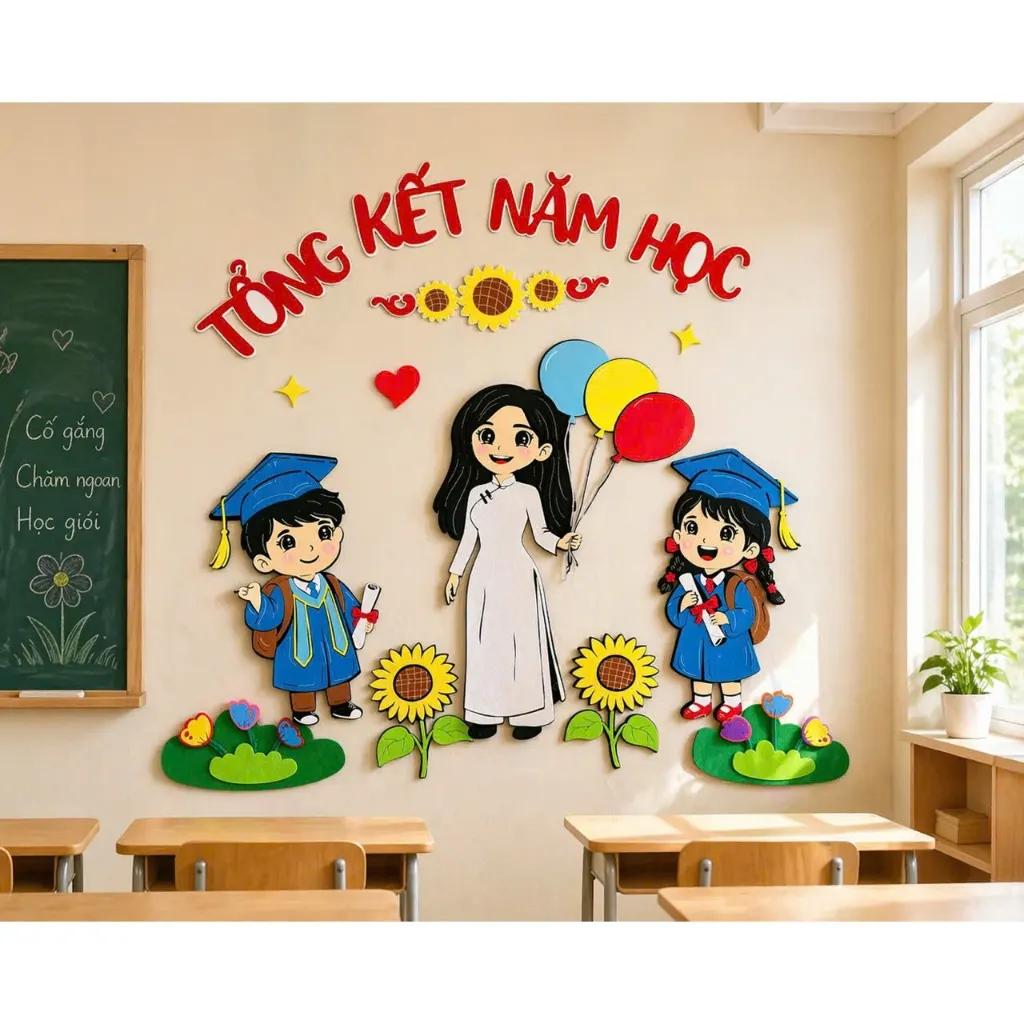 Bộ Trang Trí Tổng Kết Năm Học - Set Nỉ Cô Giáo Và Học Sinh STEM